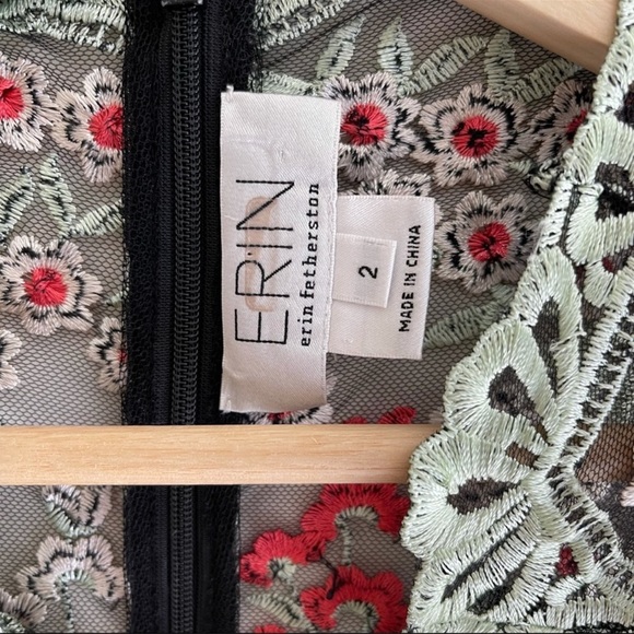 Erin Erin Fetherston Lily Of The Valley Floral Lace Sheer Sleeveless Dress Sz 2 - Picture 6 of 7